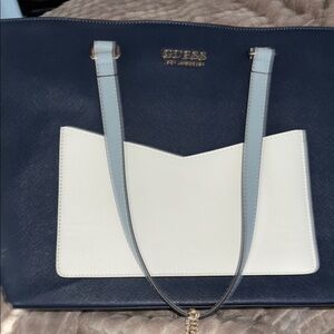 GUESS Navy and White Women's Bag